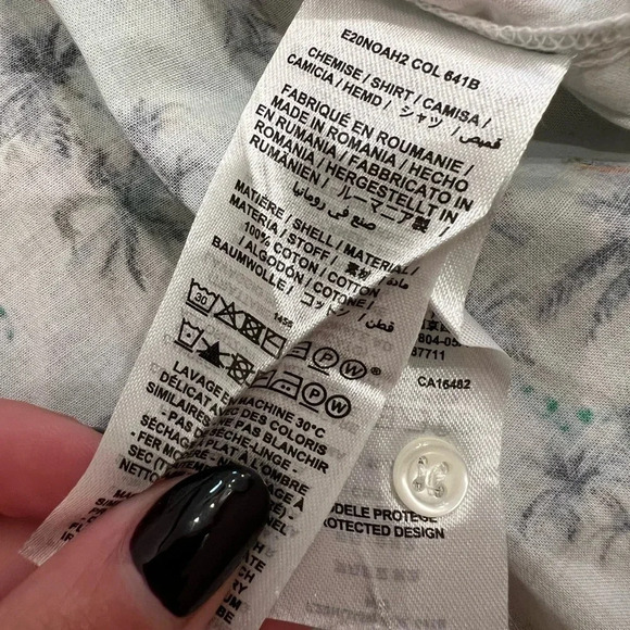 Bonpoint Cotton Summer Palm Tree Button Down Short Sleeve Collared Shirt - Picture 6 of 6